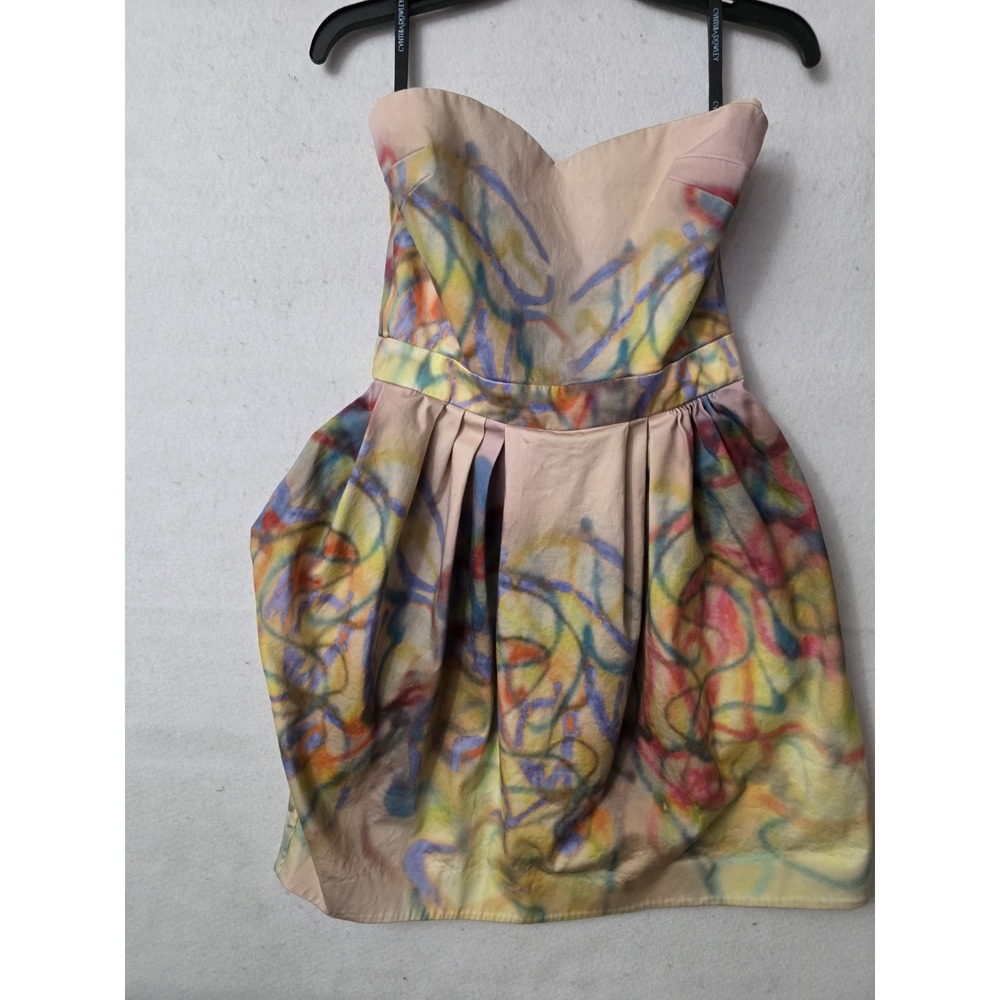 Cynthia Rowley Strapless Pastel Multicolor Bubble Dress Graffitti Detail - Picture 2 of 7